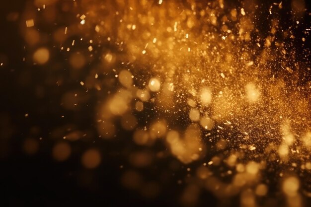 Gold background on dark background glitter lights