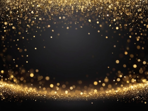 Gold background on dark background glitter lights