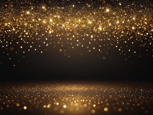 Gold background on dark background glitter lights