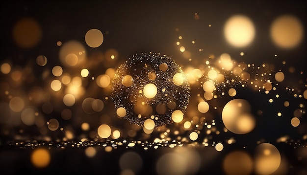 A gold background with a black background and a blurry image of a bokeh