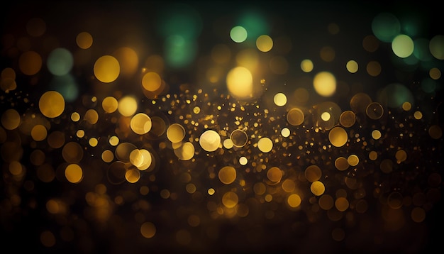 A gold background with a blurry light and a green bokeh.