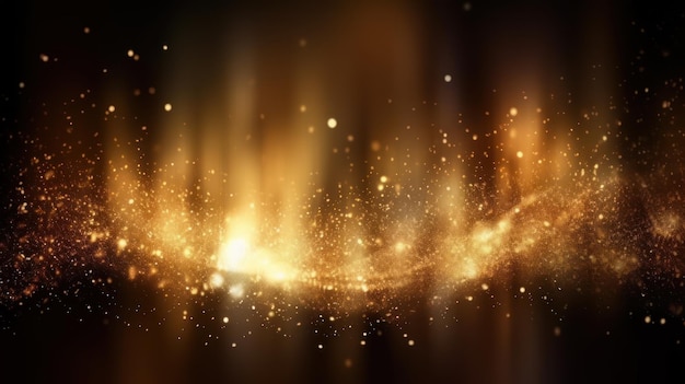 A gold background with a glowing light and a swirl of light.