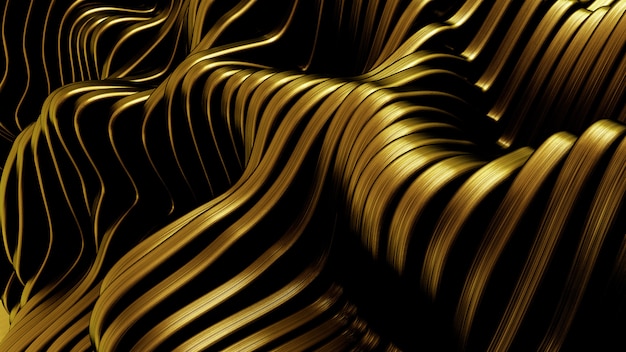 Gold background with lines. 3d rendering.