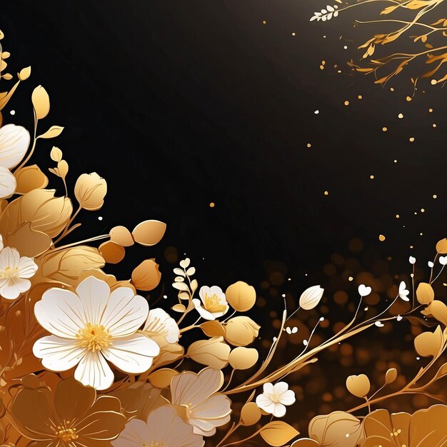 Photo gold background with white flower wallpaper illustration presentation template