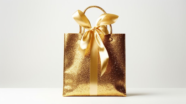 Photo gold bag on white background