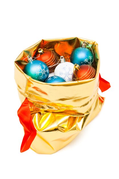 Gold bag with Christmas balls