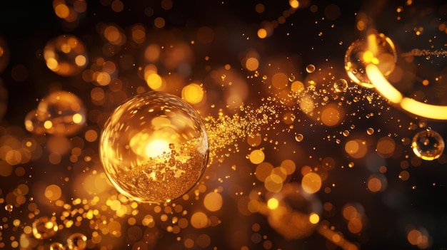 a gold ball with gold glitter and gold glitter on it