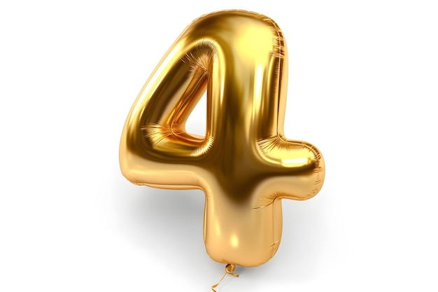 Gold balloon with the number 4 on it