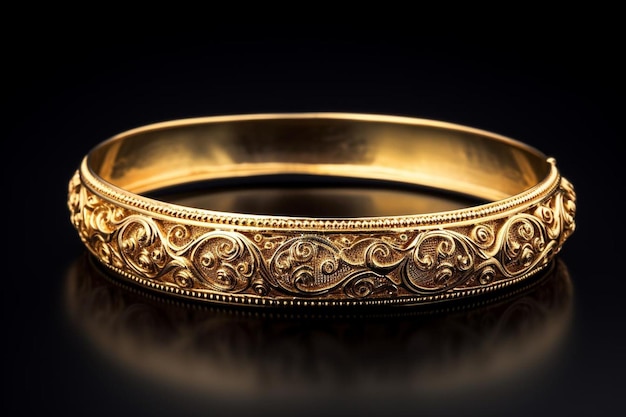 Gold bangle traditional kangan kada on white background