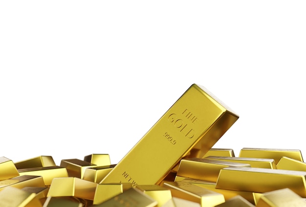 Gold bar stack isolated on white