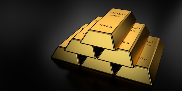 Gold bars in 3D rendering