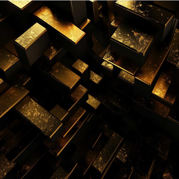 Gold bars background 3d render golden ingots wealth concept