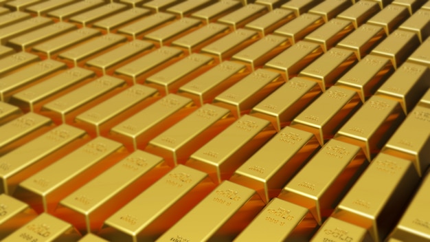 Gold bars background 3D Render