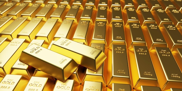 Gold bars background 3D Render