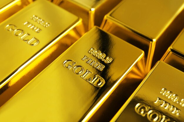 Gold bars closeup