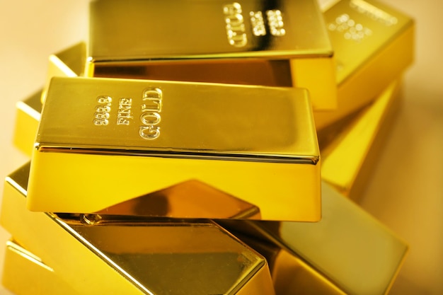 Gold bars closeup