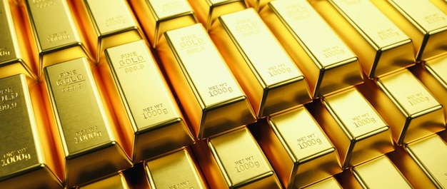 Premium Photo | Gold bars and financial concept, banner size