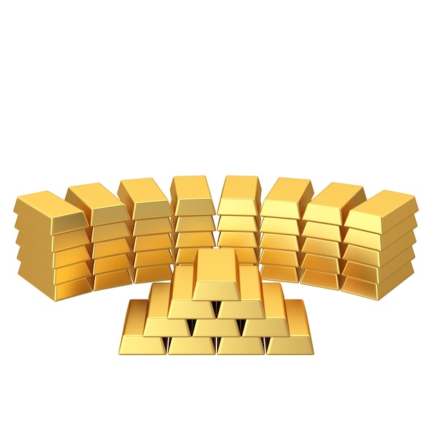 Photo gold bars gold bullion gold ingot 3d illustration