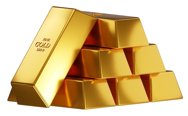 Gold bars isolated wealth and investment 3d rendering