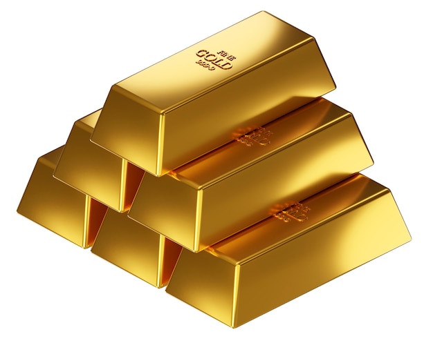 Gold bars isolated wealth and investment 3d rendering