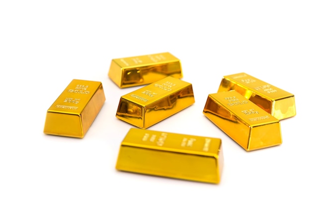 Gold bars isolated.