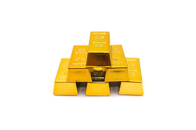 Gold bars isolated.