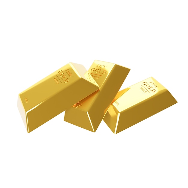 Gold bars Money saving concept Investing in gold 3D Illustration