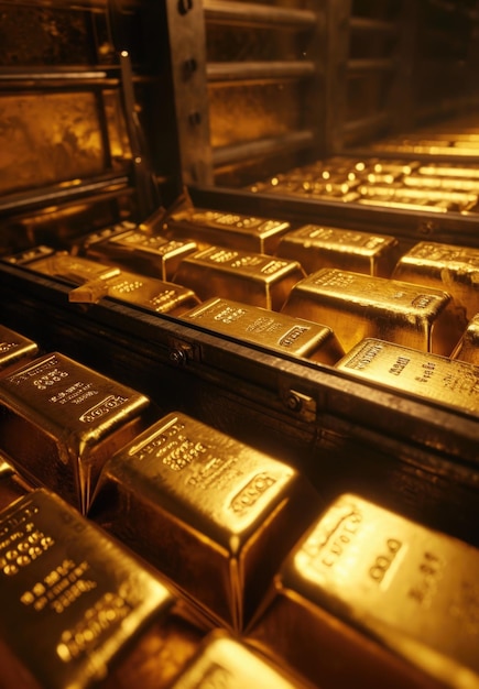 Gold Bars in Secure Vault Wealth and Financial Stability Concept