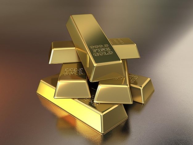 Gold bars stacked on top of each other