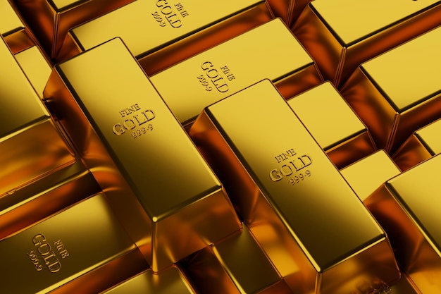 Gold bars wealth and investment 3d rendering