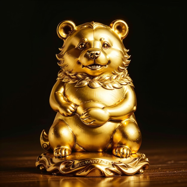 A gold bear statue