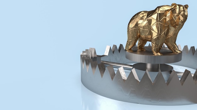 The gold bear on trap for business concept 3d renderingxA