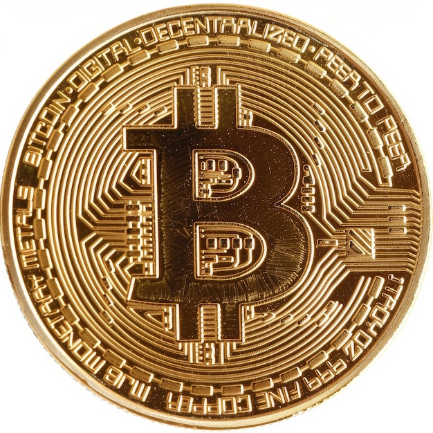 Gold Bit Coin With Bit Printed