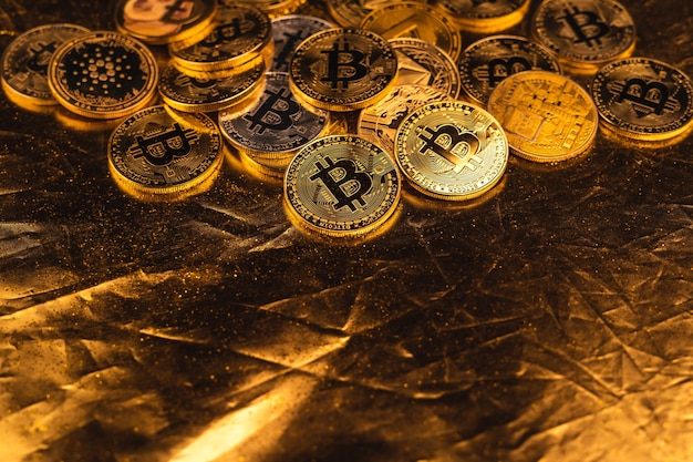 Gold bitcoin and crypto coin background,digital money