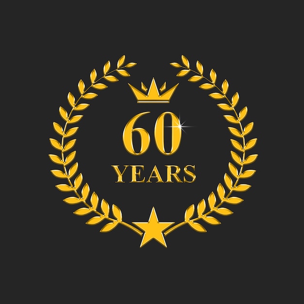 Photo a gold and black 60 years logo with a crown and a crown