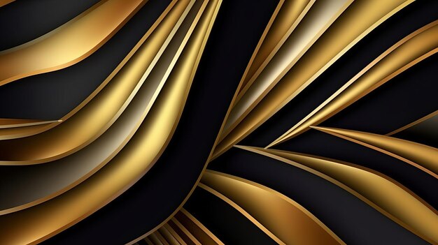 Premium AI Image | A gold and black abstract background with flowing ...