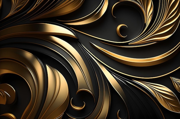 Photo gold and black background with a black background and a gold pattern.