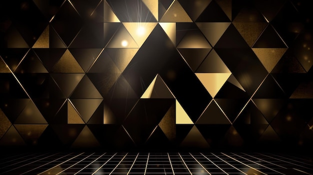 Gold and black background with a black background and a gold triangle.