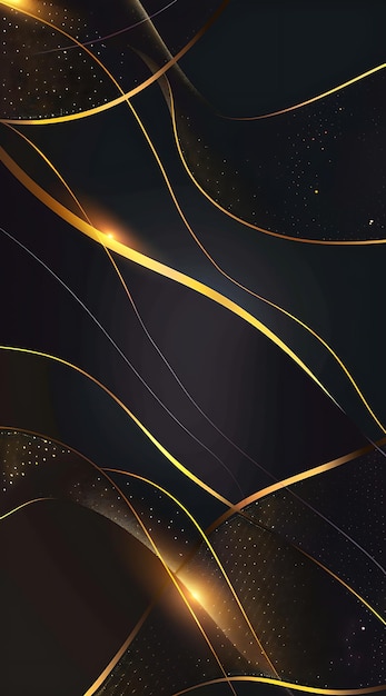 a gold and black background with a gold and black background with a gold swirl