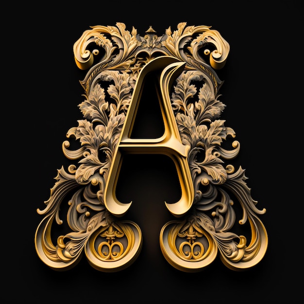 A gold and black background with a letter a in the middle.