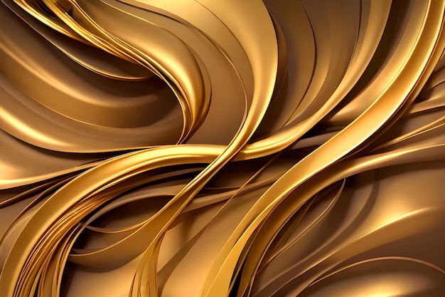 Gold and black background with a pattern of wavy lines ai generated