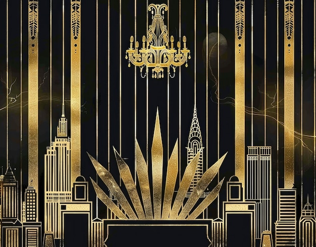 a gold and black background with a picture of a crown