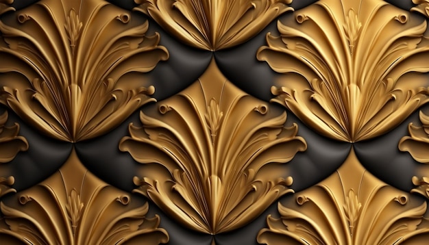 Gold and black carved pattern background luxurious and elegant