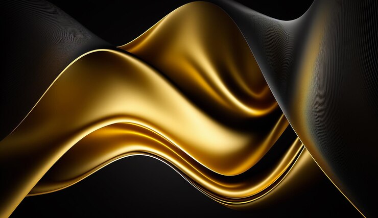 Photo gold and black fabric with a black background