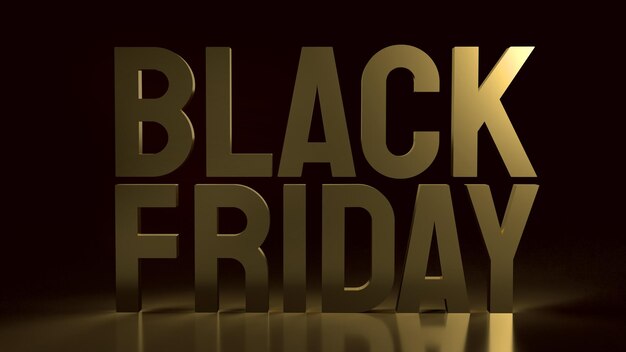 Foto testo oro del black friday su sfondo nero per lo shopping natalizio rendering 3d