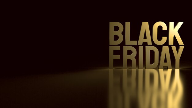 The gold Black Friday text on black for holiday shopping  3d rendering.