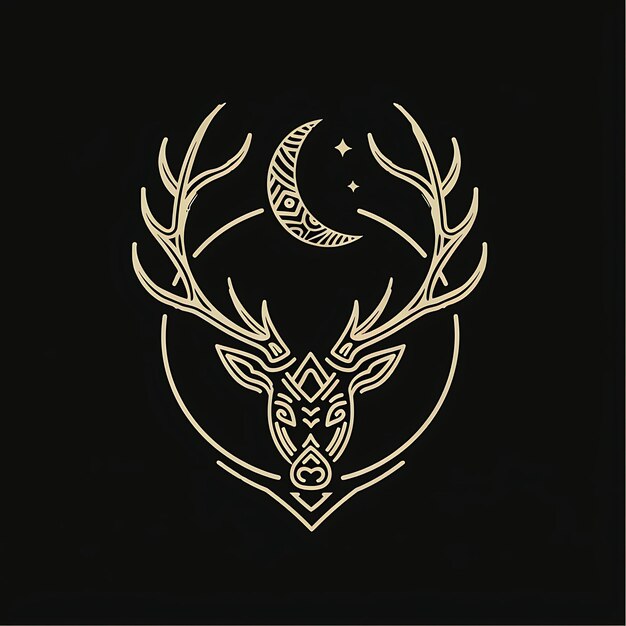 Photo a gold and black head of a deer with a star on it