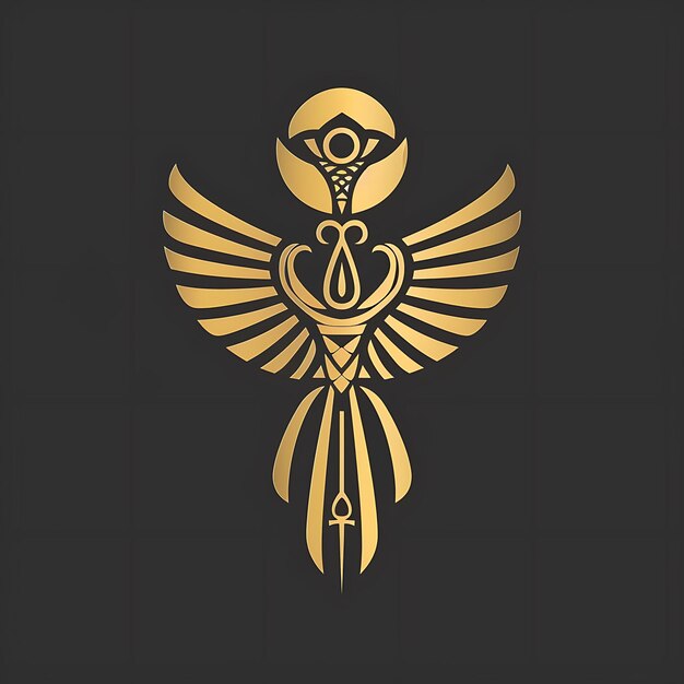 Photo a gold and black image of a symbol with an eye and wings