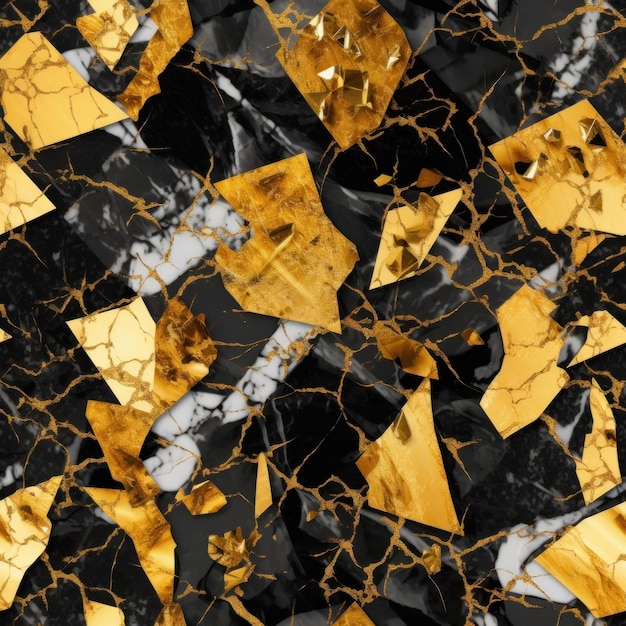 Gold and black marble wallpaper that is printed with gold and black marble.