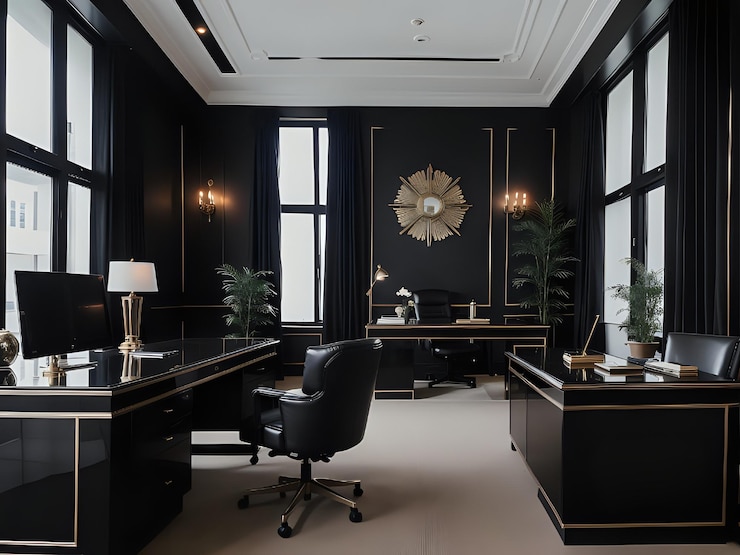 Photo gold and black office